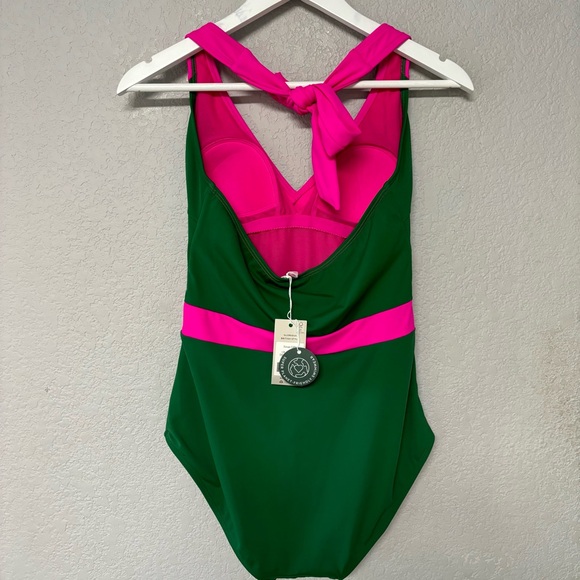 Boden Kefalonia One-Piece Neon Pink Kelly Green Swimsuit Size 8 - Picture 6 of 8